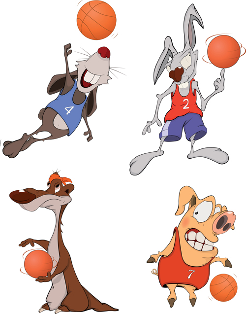 Funny animals with basketball vector 02 funny basketball animals   