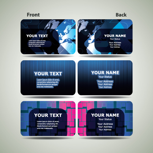 Blue Futuristic business card design vector 03 futuristic business card business blue   