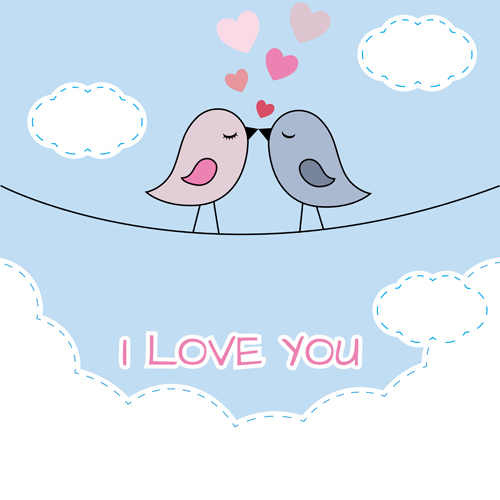 Cute birds with valentines day card vector 01 valentines cute card birds   