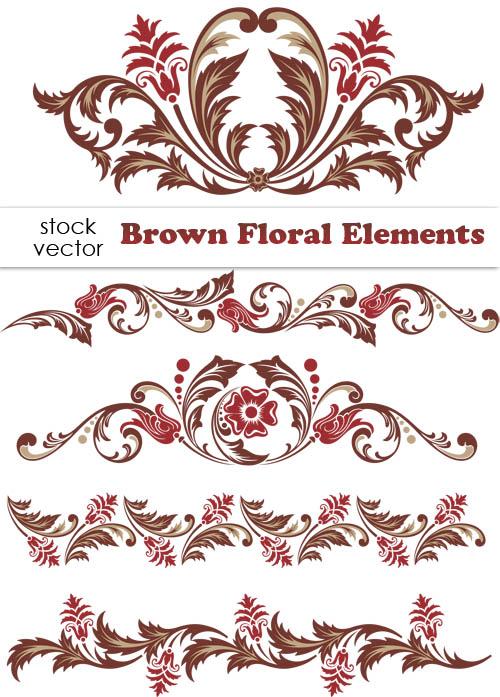 Brown Floral design Elements vector Borders floral elements element borders   