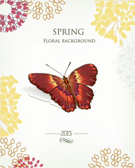 Butterflies and spring background vector 03 spring butterflies background   