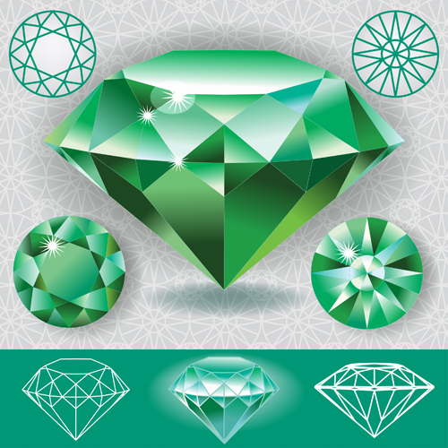 Vector Green diamond set 01 green diamond   