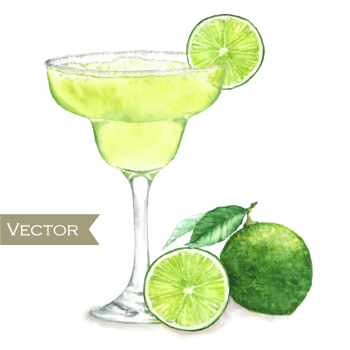Hand drawn cocktail watercolor vector material 08 watercolor hand drawn cocktail   