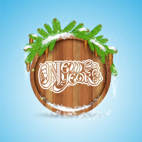 Wood barrel with christmas background design vector 05 wood design christmas barrel background   