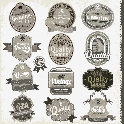 Set of Vintage badges & labels vector 02 vintage Retro font labels label badges   