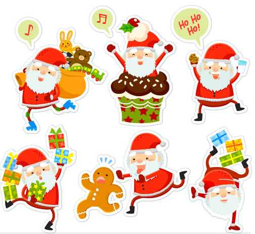 Cartoon Santa Clauses vector sticker SantClauses cartoon   