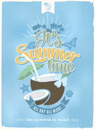 Vintage poster happy summer design vector 03 vintage summer poster happy   