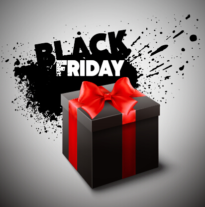 Black friday gift box with grunge background vector gift box Black friday background   