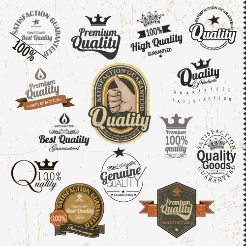 Set of Vintage badges & labels vector 04 vintage Retro font labels label badges   