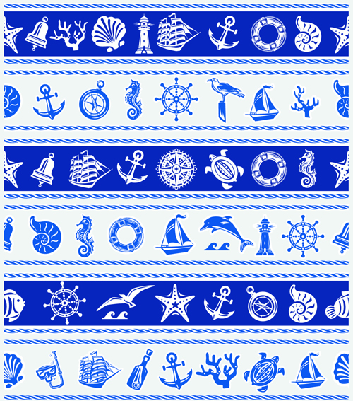 Nautical elements blue seamless pattern vector 06 seamless pattern nautical   