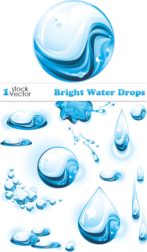 Set of Bright Water Drops Vector water Drops bright   