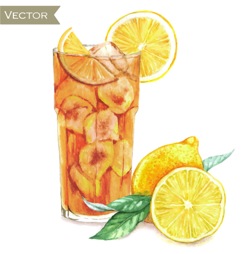 Hand drawn cocktail watercolor vector material 07 watercolor hand drawn cocktail   