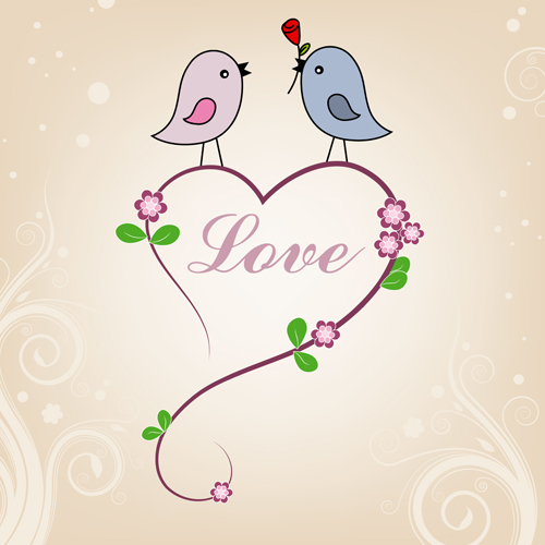 Cute birds with valentines day card vector 03 valentines cute card birds   