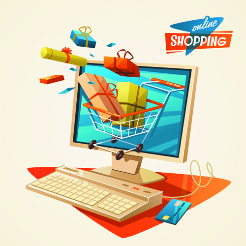 Creative shopping elements set vecter 02 shopping elements creative   