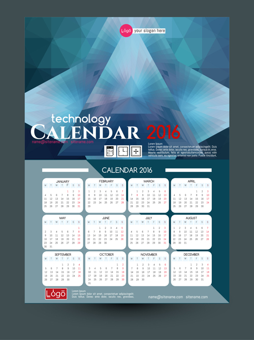 2016 technology calendar template vector 08 template technology calendar 2016   