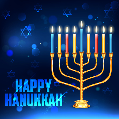 Happy hanukkah background with candle vecotr 06   