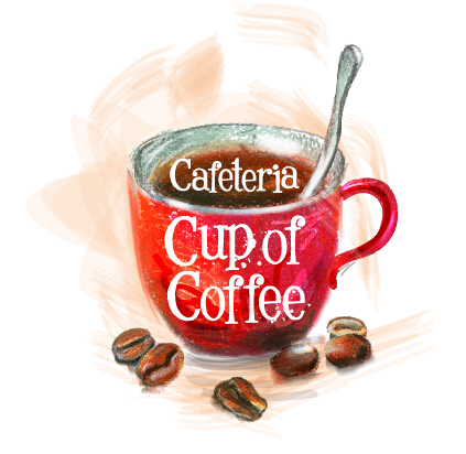 Coffee beans with cup retro vector Retro font cup coffee beans coffee   