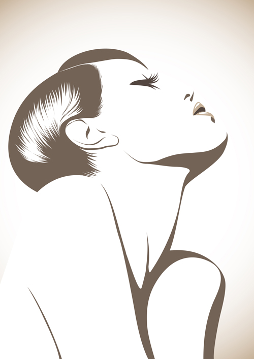 Stylish Woman Hairstyle elements vector 05 woman stylish Hairstyle elements element   