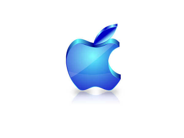 Blue glass textured apple icon design vector glass texture blue apple   