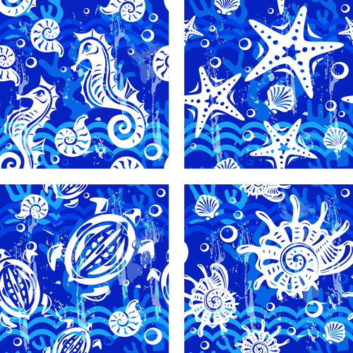 Nautical elements blue seamless pattern vector 07 seamless pattern nautical elements   