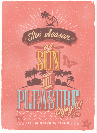 Vintage poster happy summer design vector 04 vintage summer poster happy   