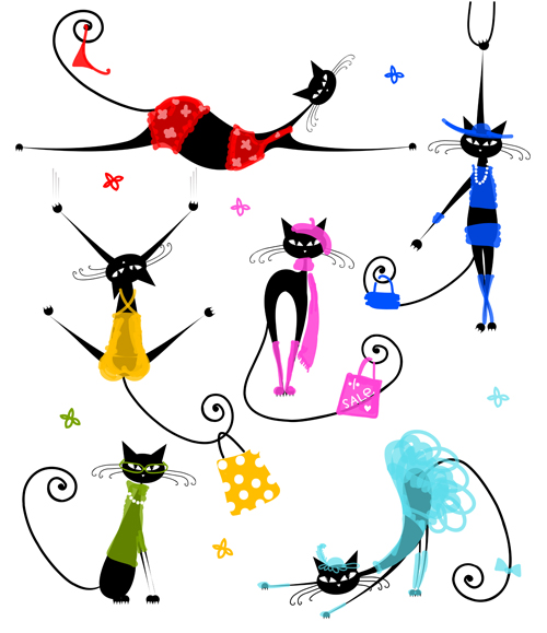 Amusing Christmas cats vector graphics 05 vector graphics vector graphic christmas cats cat Amusing   