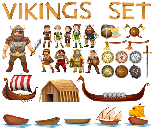 Cartoon vikings vector design vikings cartoon   