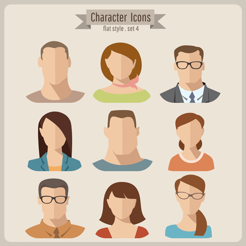 Flat style character icons vector material 03 icons flat character   