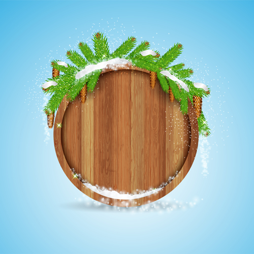 Wood barrel with christmas background design vector 06 wood design christmas barrel background   