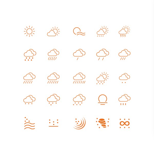 25 Kind weather outline icons weather outline kind icons   