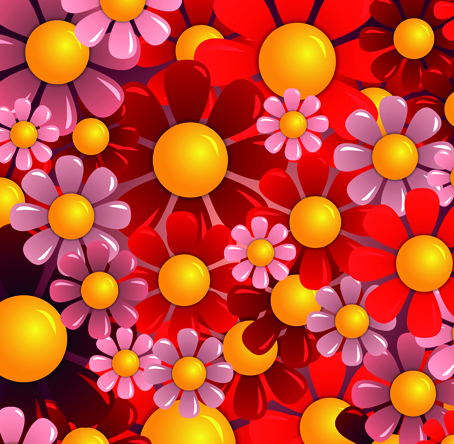 Bright Colorful flowers vector background set 01 flowers flower colorful bright   