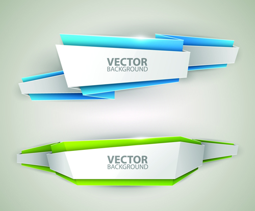 Origami colored banner graphics vector 02 origami colored banner   