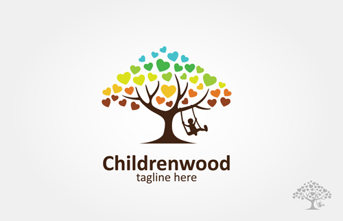 children swing with tree logo vector material wing tree logo children   