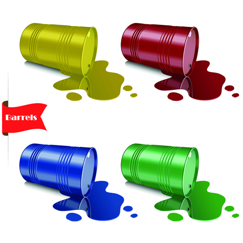 Vector set of colored barrel vector material 05 material colored barrel   