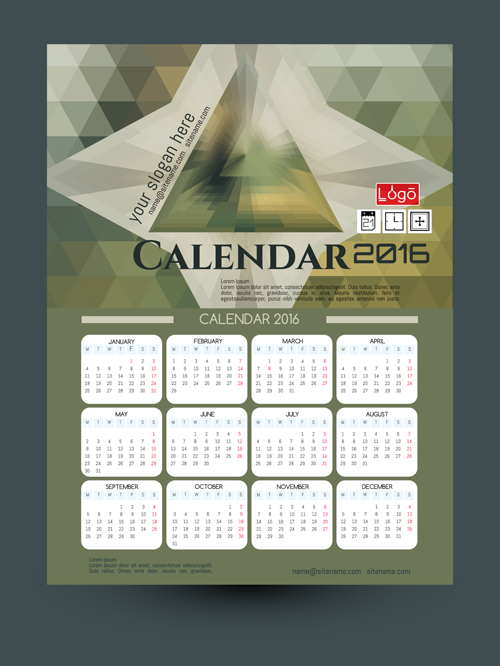 2016 technology calendar template vector 07 template technology calendar 2016   