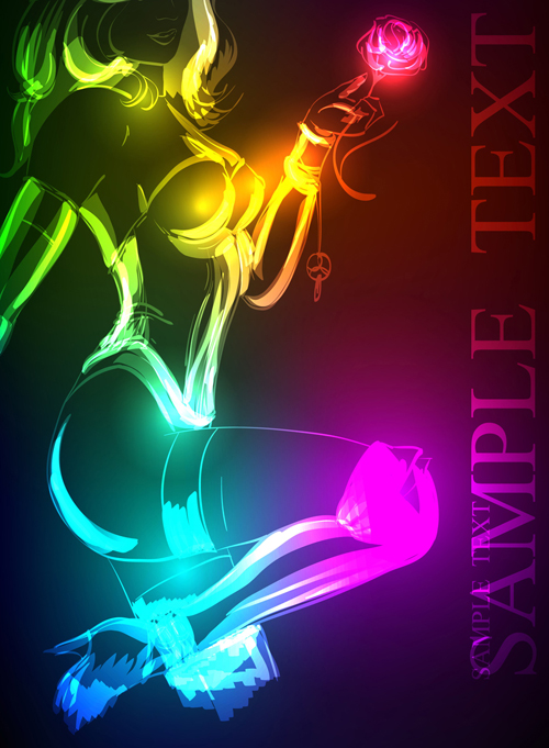 Stylish Neon woman vector art 02 woman stylish neon   