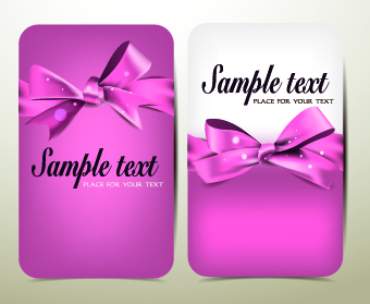 Beautiful pink bow cards vector 03 pink cards card beautiful   