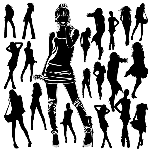 Different Women Silhouettes vector material 02 women silhouettes silhouette material different   
