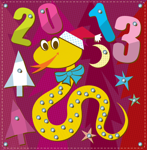 Cartoon Christmas and 2013 New Year Clipart vector 04 new year christmas cartoon 2013   