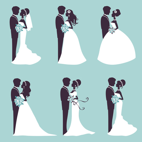 Sina with bride wedding vector silhouettes 02 wedding Sina silhouettes bride   