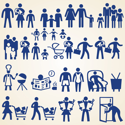 Family and shopping people silhouette vector silhouette shopping people family   