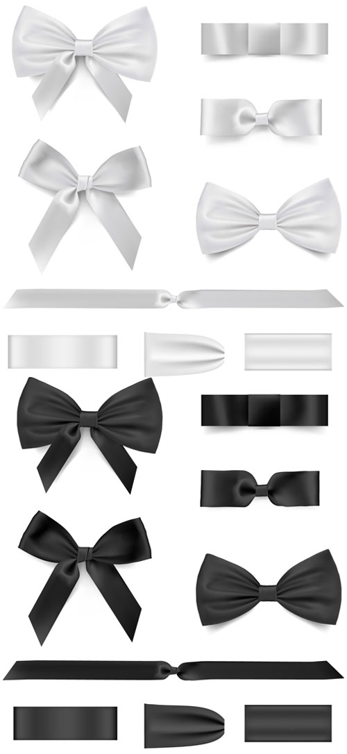 Black with white bow ribbon vector white ribbon bow black   