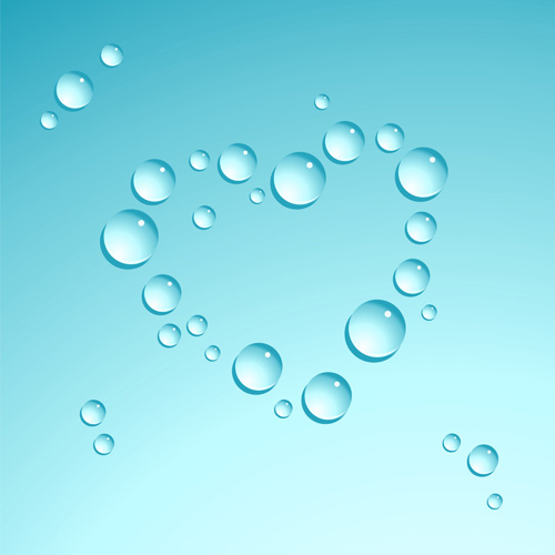 Water drop with heart shape vector water drop Shape heart drop   