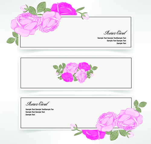 Pink rose banner vector material 01 vector material rose pink material banner   