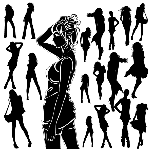 Different Women Silhouettes vector material 01 women silhouettes silhouette material different   
