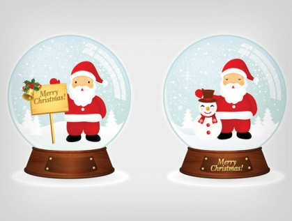 Santa christmas snow balls vector snowballs   