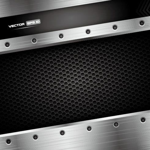 Metal honeycomb with chrome background vector 03 metal honeycomb chrome background vector background   