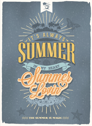 Vintage poster happy summer design vector 02 vintage summer poster happy   