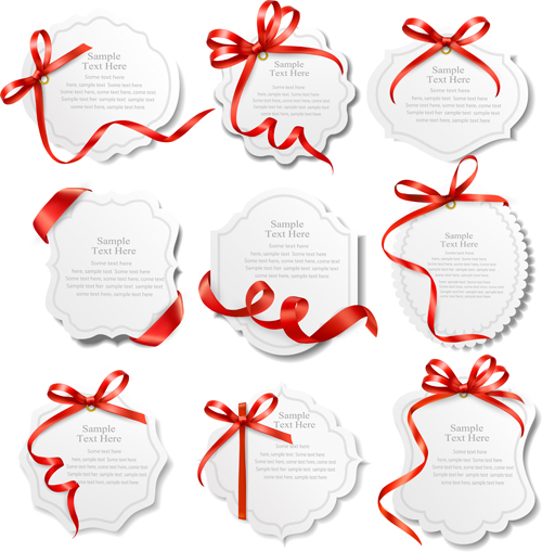 Red ribbons with text cards vector 01 text ribbons ribbon cards card   