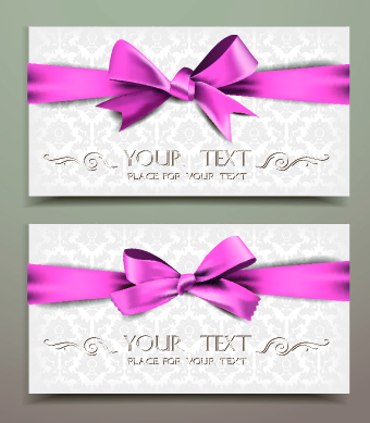 Beautiful pink bow cards vector 02 pink cards beautiful   